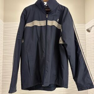 IZOD Jacket Mens Large Blue Full Zip Hooded Fleece Lined Jacket